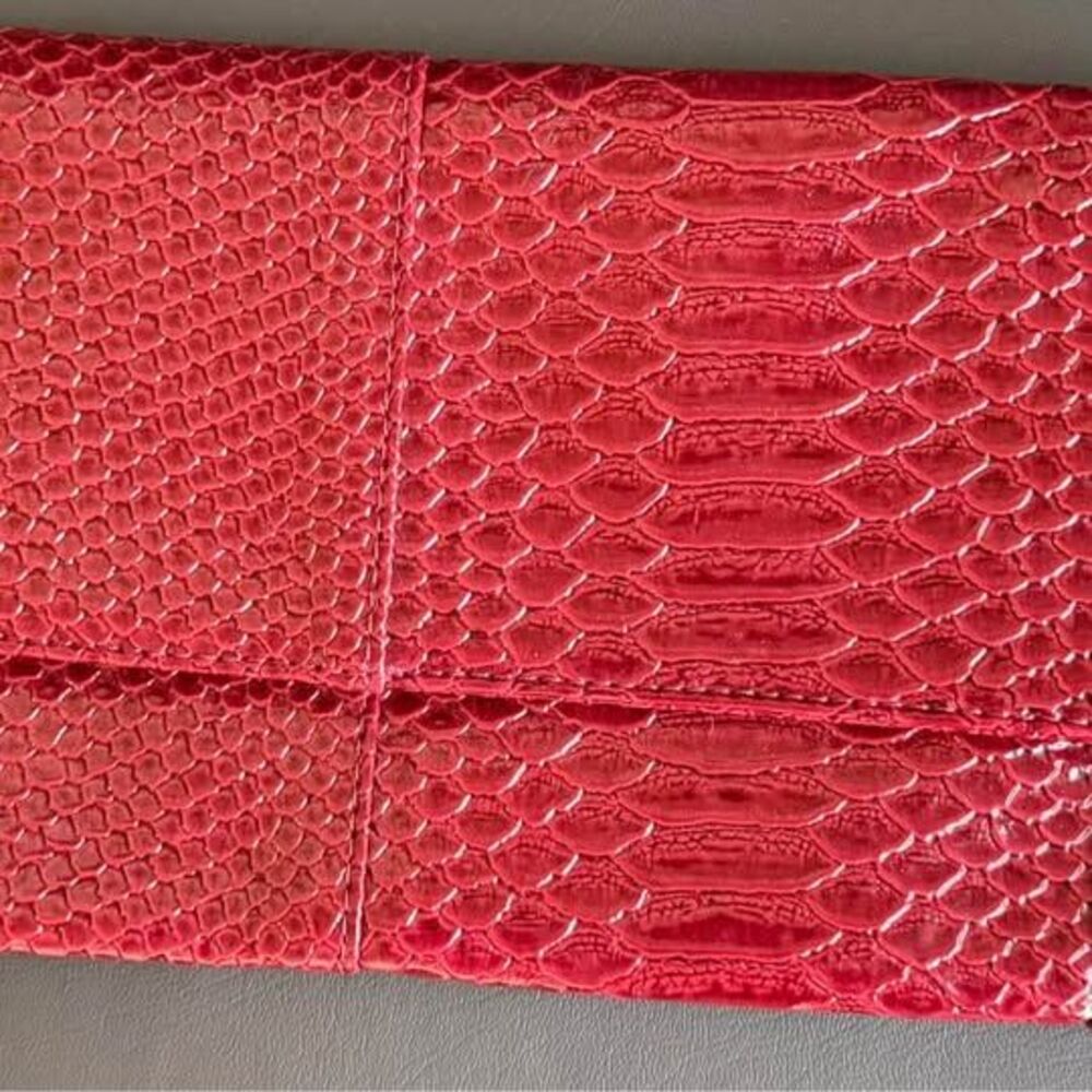 Urban Expressions Cherry Red Vegan Snakeskin Envelope Clutch